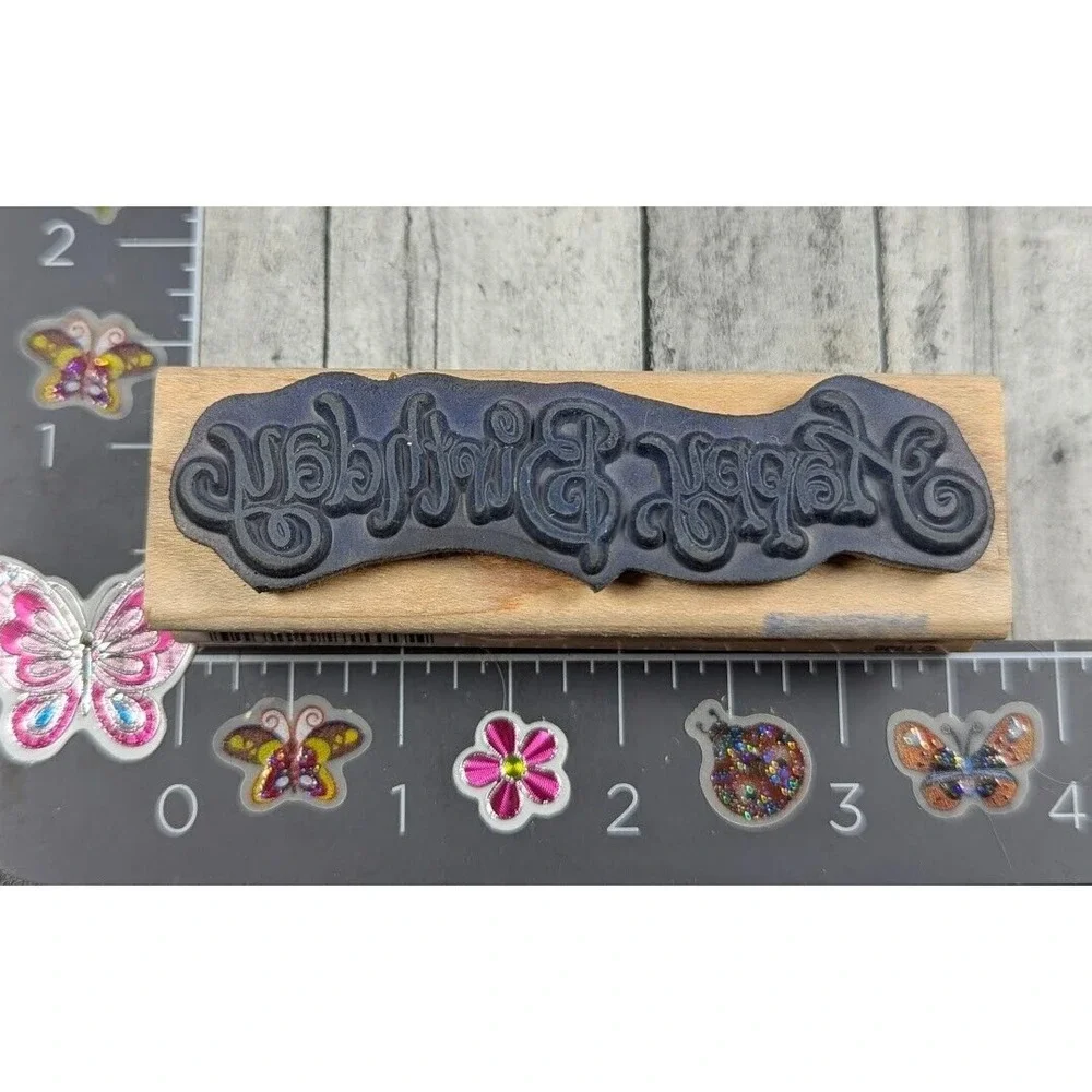 Stampendous Whimsical Happy Birthday G034 Rubber Stamp Wood #H10